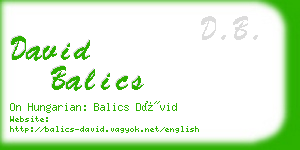 david balics business card